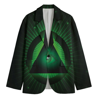 Green Masonic Eye Print Men's Blazer
