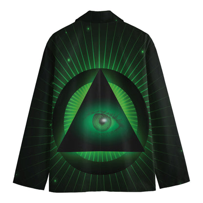 Green Masonic Eye Print Men's Blazer