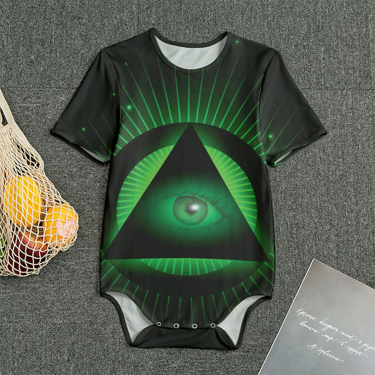 Green Masonic Eye Print Men's Bodysuit