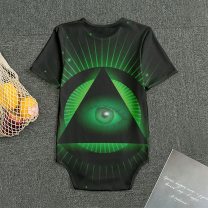 Green Masonic Eye Print Men's Bodysuit