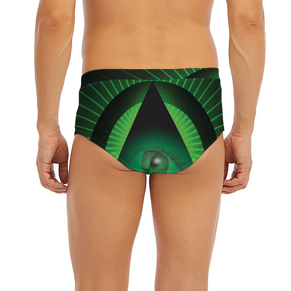 Green Masonic Eye Print Men's Briefs