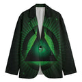 Green Masonic Eye Print Men's Cotton Blazer