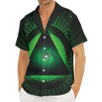 Green Masonic Eye Print Men's Deep V-Neck Shirt