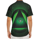 Green Masonic Eye Print Men's Deep V-Neck Shirt