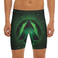 Green Masonic Eye Print Men's Long Boxer Briefs