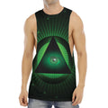 Green Masonic Eye Print Men's Muscle Tank Top