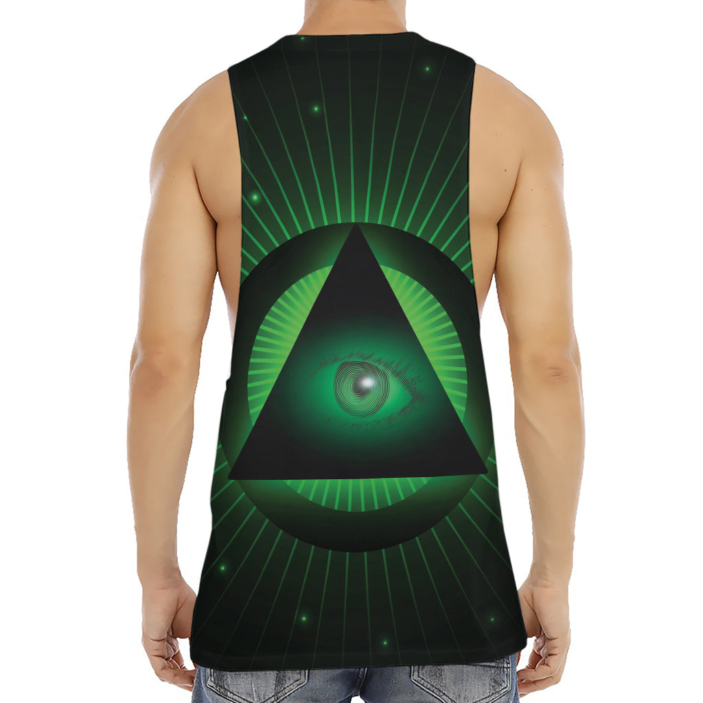 Green Masonic Eye Print Men's Muscle Tank Top