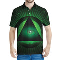 Green Masonic Eye Print Men's Polo Shirt