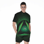 Green Masonic Eye Print Men's Rompers
