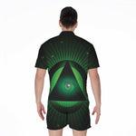 Green Masonic Eye Print Men's Rompers