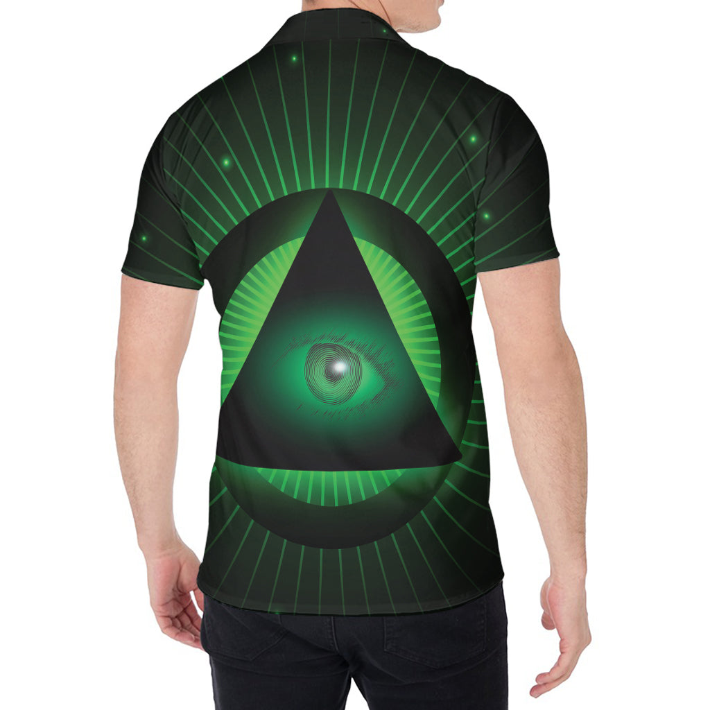 Green Masonic Eye Print Men's Shirt