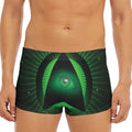 Green Masonic Eye Print Men's Short Boxer Briefs