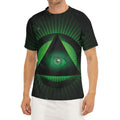 Green Masonic Eye Print Men's Short Sleeve Rash Guard