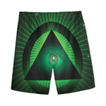Green Masonic Eye Print Men's Sports Shorts