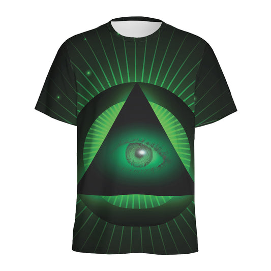 Green Masonic Eye Print Men's Sports T-Shirt