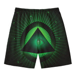 Green Masonic Eye Print Men's Swim Trunks