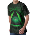 Green Masonic Eye Print Men's Velvet T-Shirt
