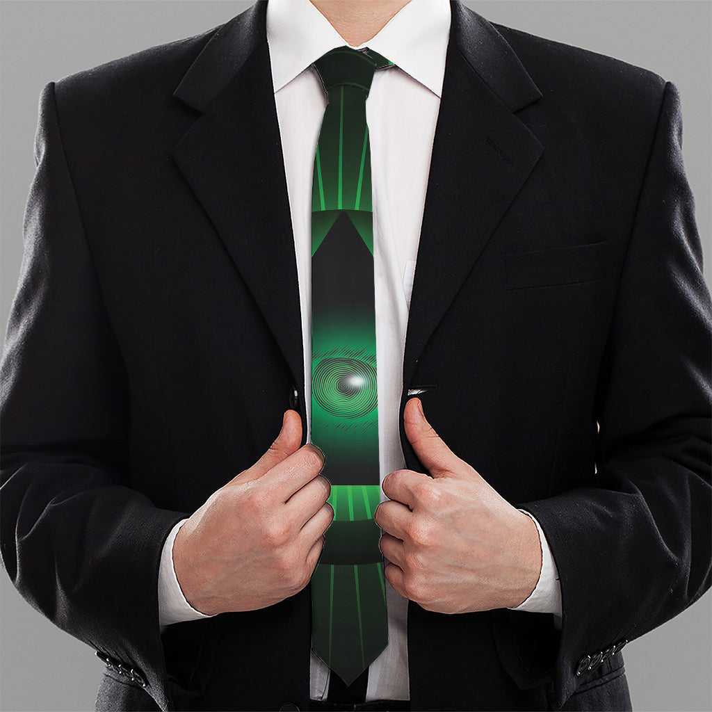 Green Masonic Eye Print Necktie