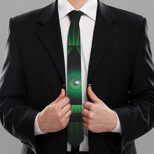 Green Masonic Eye Print Necktie