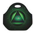 Green Masonic Eye Print Neoprene Lunch Bag