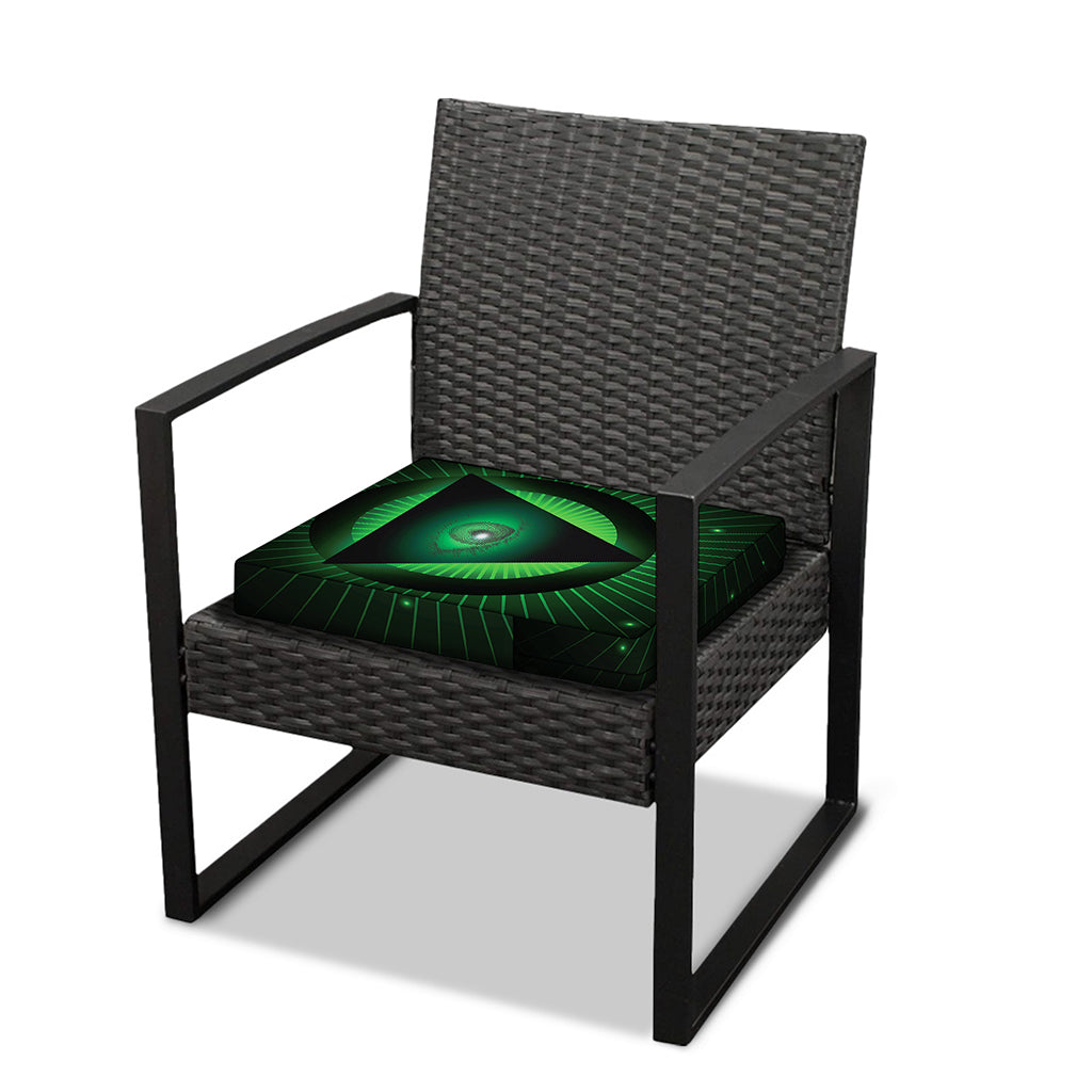 Green Masonic Eye Print Outdoor Seat Cushion Cover