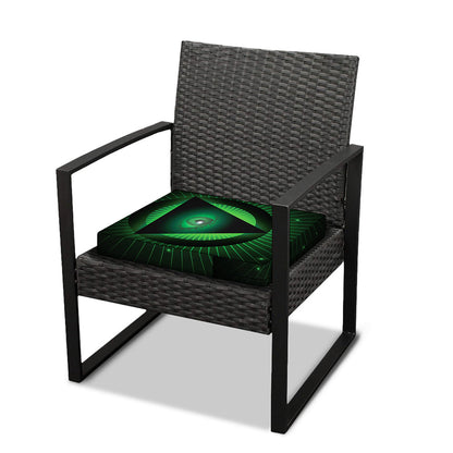 Green Masonic Eye Print Outdoor Seat Cushion Cover