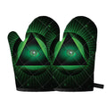 Green Masonic Eye Print Oven Mitts