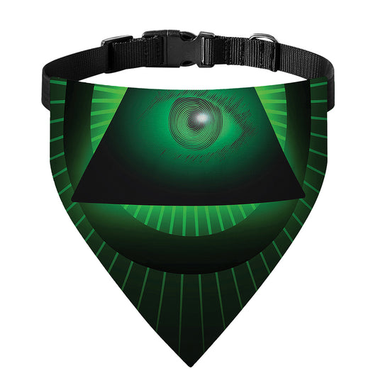 Green Masonic Eye Print Over The Collar Dog Bandana
