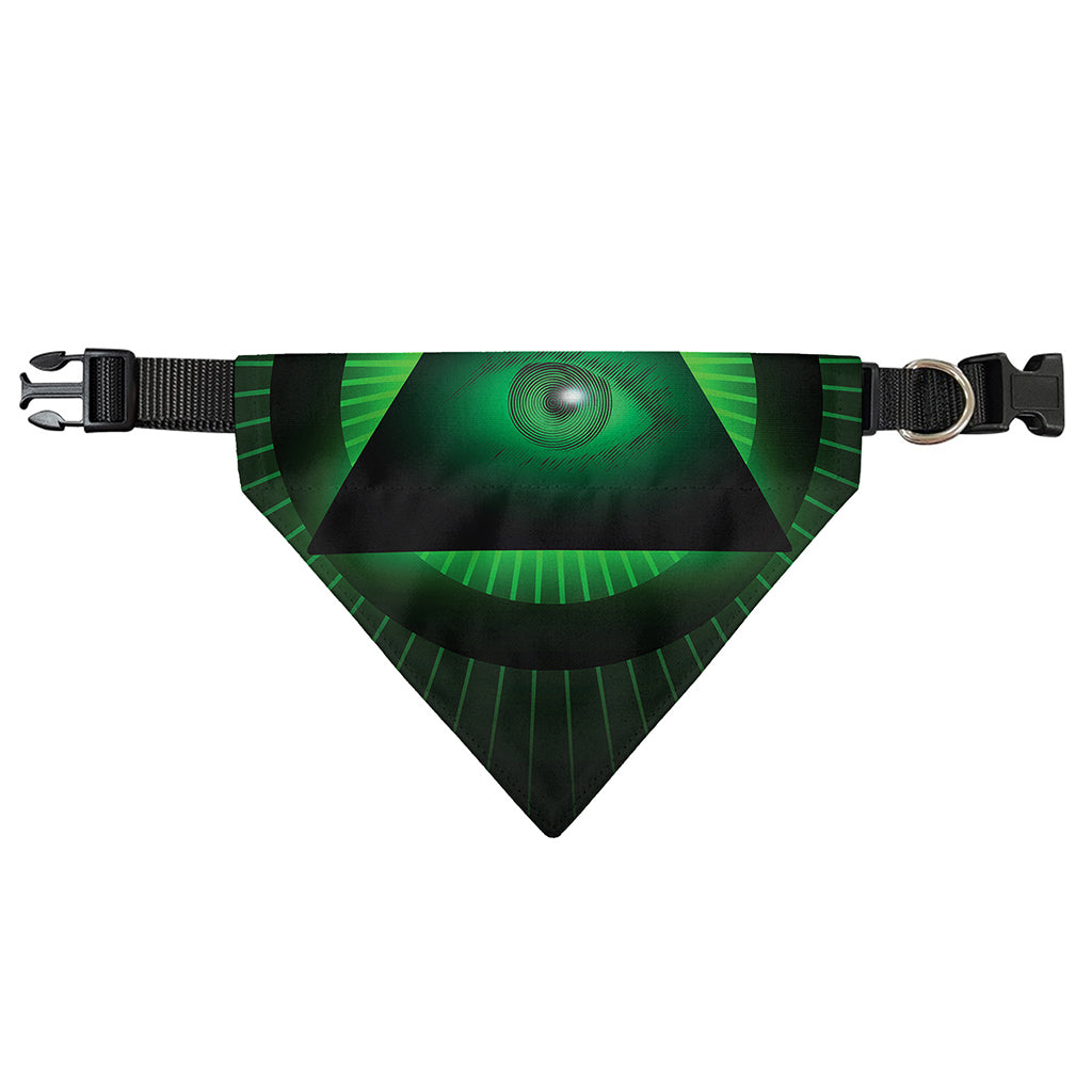 Green Masonic Eye Print Over The Collar Dog Bandana