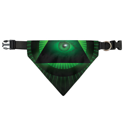 Green Masonic Eye Print Over The Collar Dog Bandana