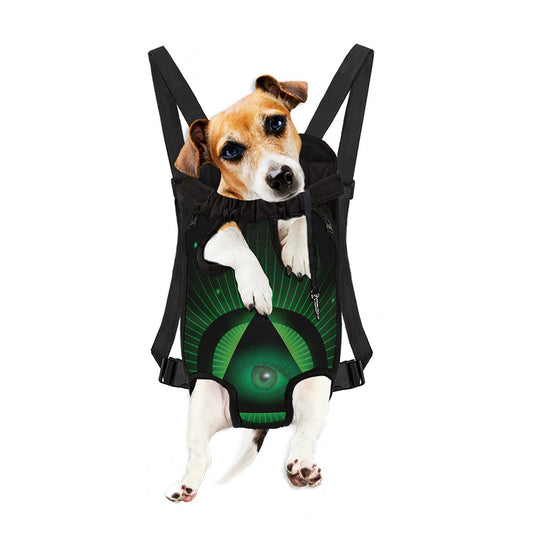 Green Masonic Eye Print Pet Carrier Backpack