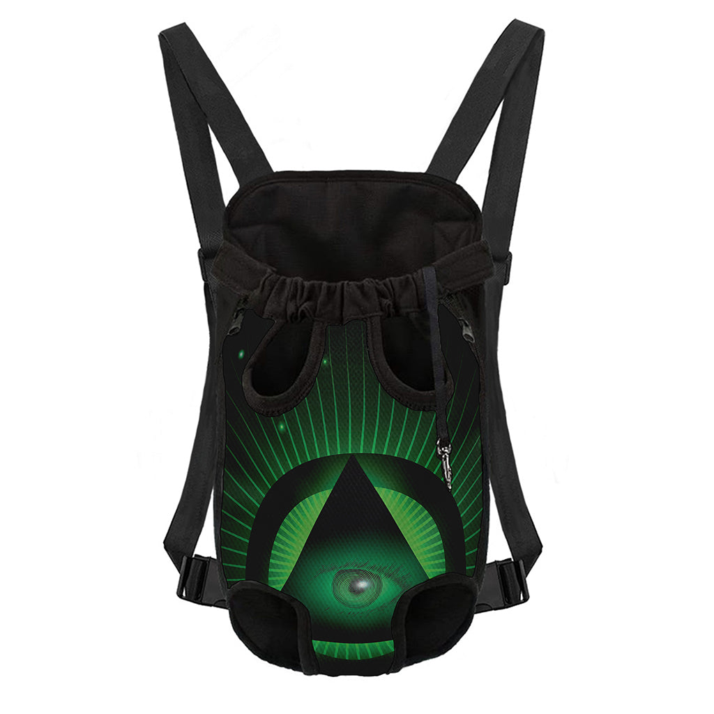 Green Masonic Eye Print Pet Carrier Backpack