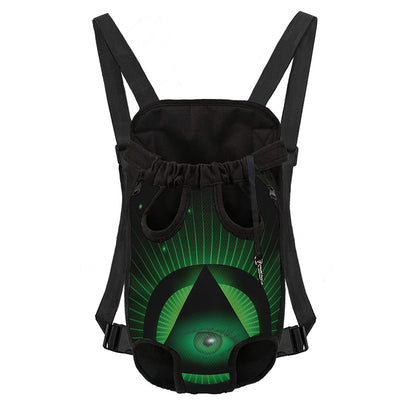 Green Masonic Eye Print Pet Carrier Backpack