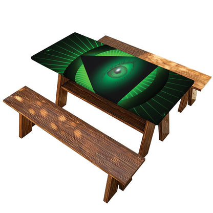 Green Masonic Eye Print Picnic Table Cover