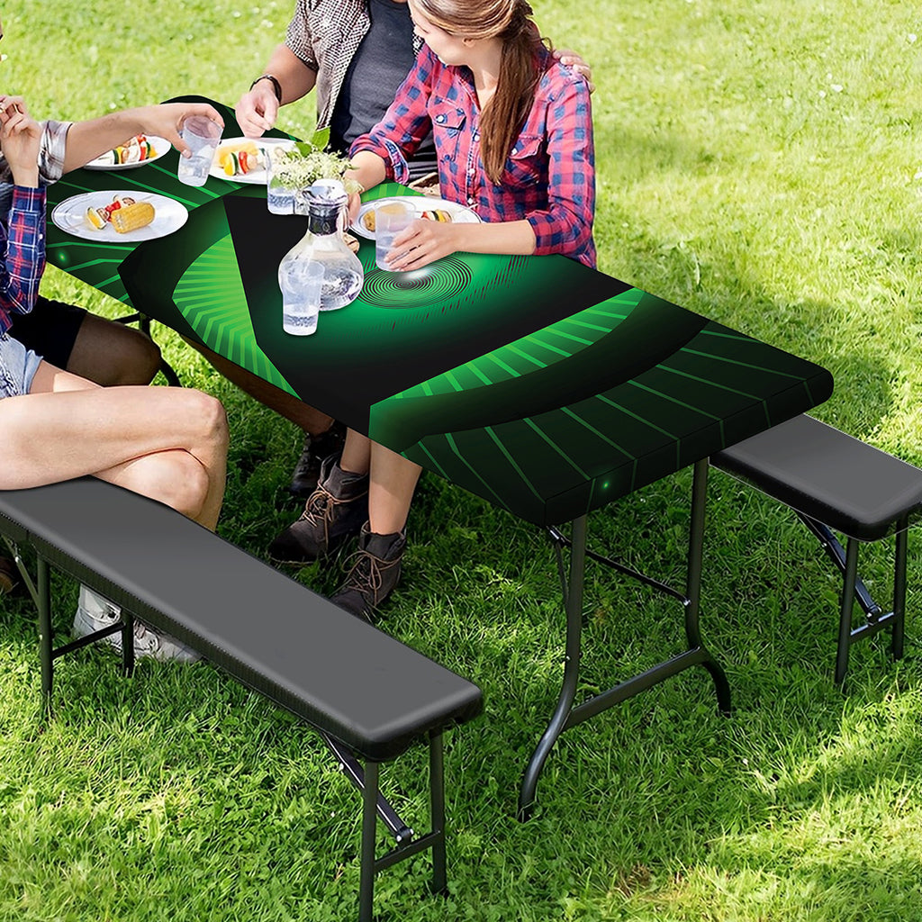 Green Masonic Eye Print Picnic Table Cover