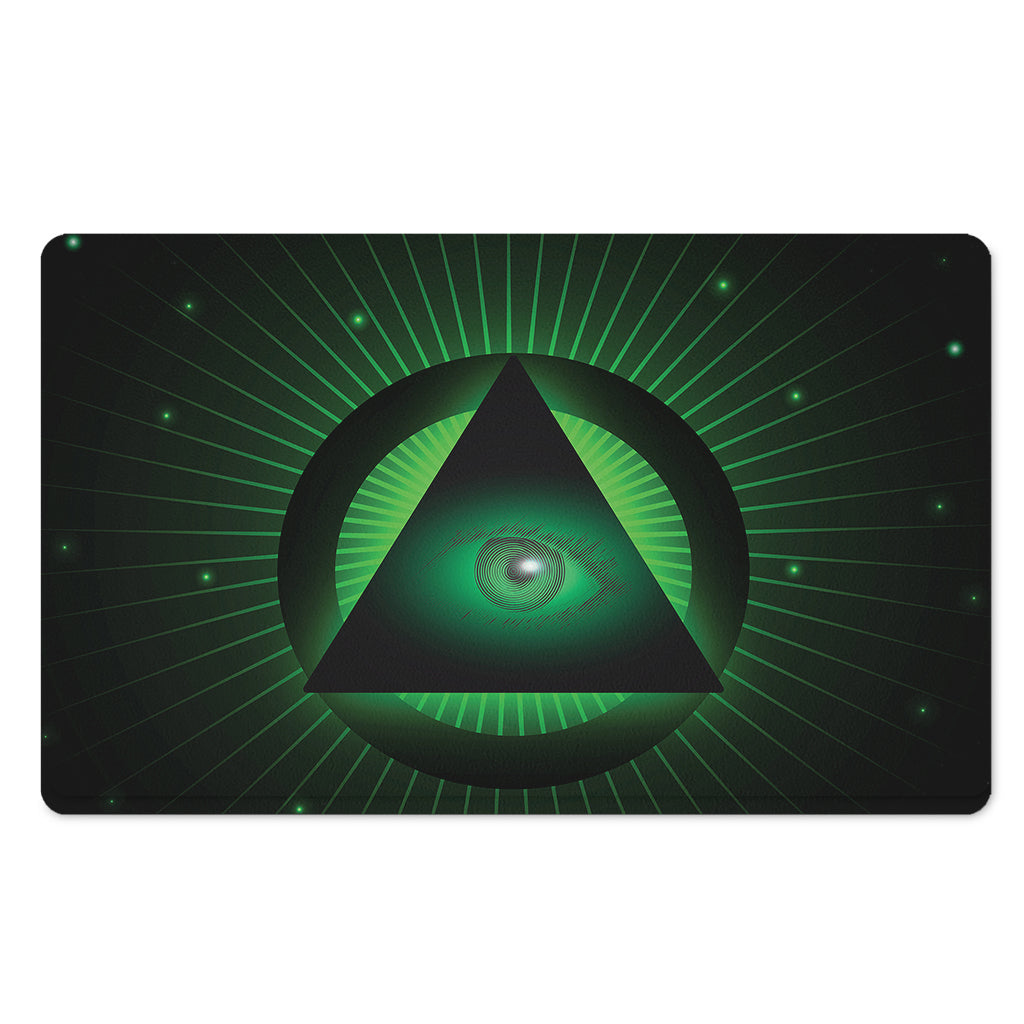 Green Masonic Eye Print Polyester Doormat