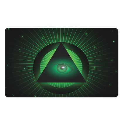 Green Masonic Eye Print Polyester Doormat