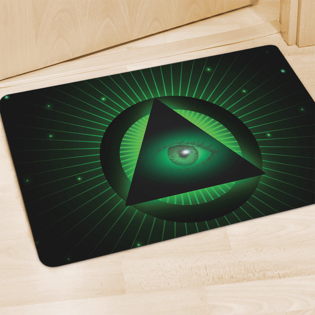 Green Masonic Eye Print Polyester Doormat