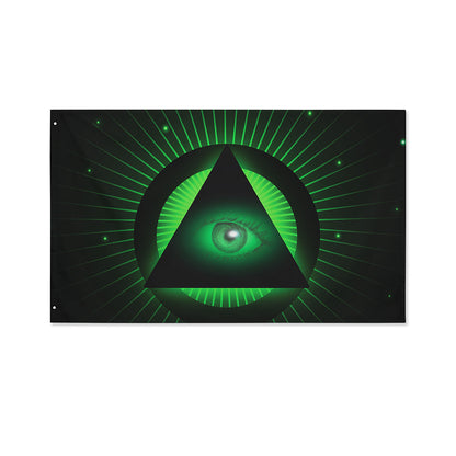 Green Masonic Eye Print Polyester Flag