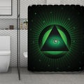 Green Masonic Eye Print Polyester Shower Curtain