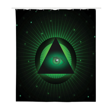 Green Masonic Eye Print Polyester Shower Curtain