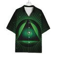 Green Masonic Eye Print Rayon Hawaiian Shirt