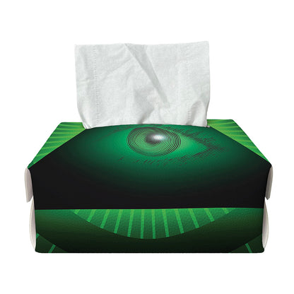 Green Masonic Eye Print Rectangle Tissue Box Cover
