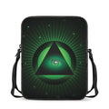 Green Masonic Eye Print Rectangular Crossbody Bag