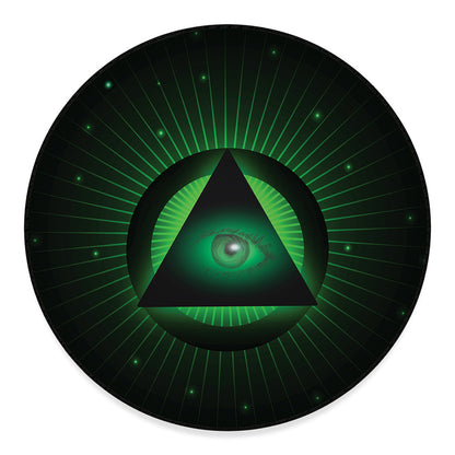 Green Masonic Eye Print Round Floor Mat