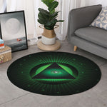 Green Masonic Eye Print Round Rug