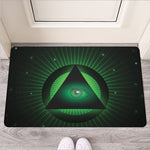 Green Masonic Eye Print Rubber Doormat