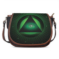 Green Masonic Eye Print Saddle Bag