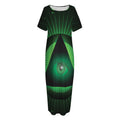 Green Masonic Eye Print Short Sleeve Long Nightdress