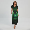 Green Masonic Eye Print Short Sleeve Maxi Dress
